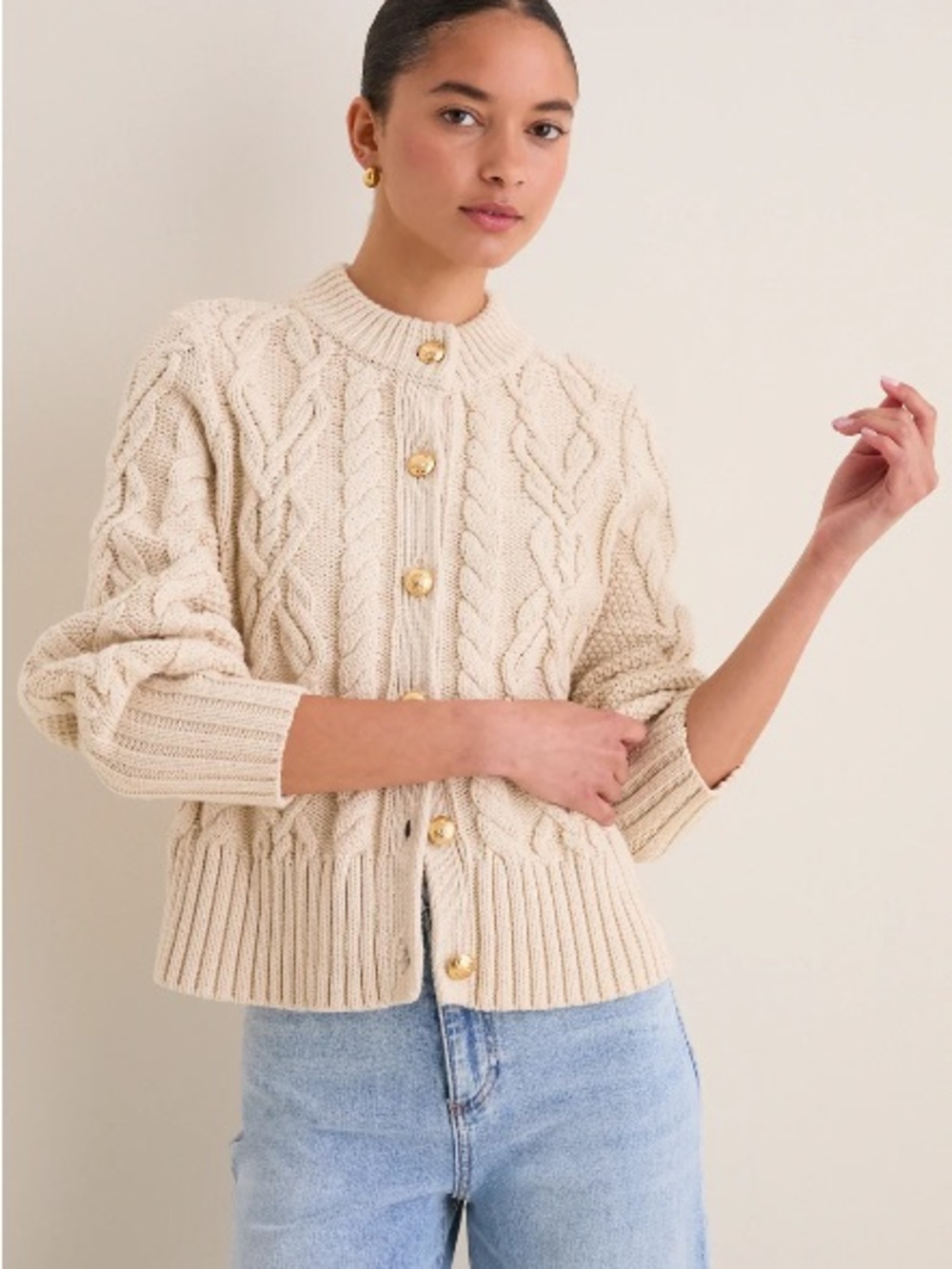 Tuckernuck Colette Cable-Knit Cardigan - Sandstone